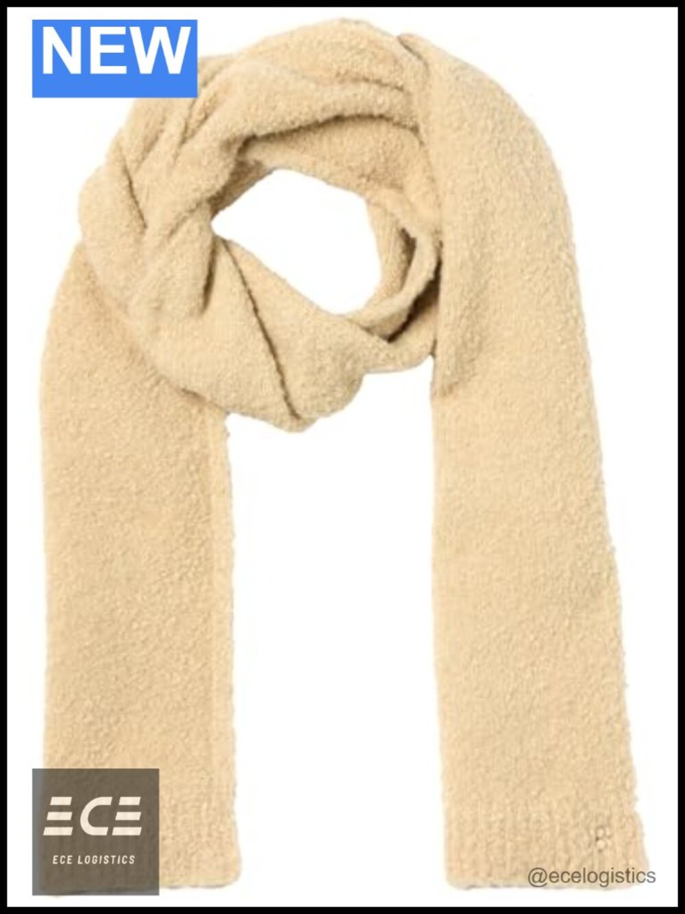Boucle Knit Scarf Recycled Polyester Acrylic Wool Blend One Size